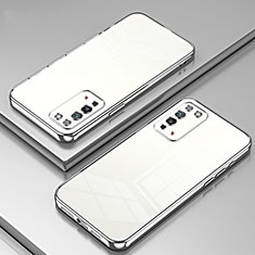 Custodia Silicone Trasparente Ultra Sottile Cover Morbida SY1 per Huawei Honor X10 5G Argento
