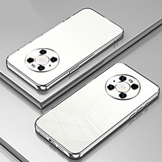 Custodia Silicone Trasparente Ultra Sottile Cover Morbida SY1 per Huawei Mate 40 Pro Argento