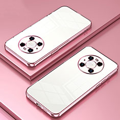 Custodia Silicone Trasparente Ultra Sottile Cover Morbida SY1 per Huawei Mate 40 Pro Oro Rosa