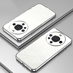 Custodia Silicone Trasparente Ultra Sottile Cover Morbida SY1 per Huawei Mate 40 Pro+ Plus Argento