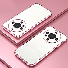 Custodia Silicone Trasparente Ultra Sottile Cover Morbida SY1 per Huawei Mate 40 Pro+ Plus Oro Rosa