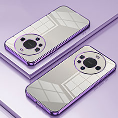 Custodia Silicone Trasparente Ultra Sottile Cover Morbida SY1 per Huawei Mate 40 Pro+ Plus Viola