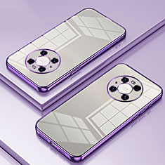 Custodia Silicone Trasparente Ultra Sottile Cover Morbida SY1 per Huawei Mate 40 Pro Viola