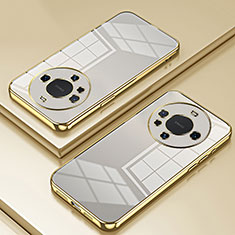 Custodia Silicone Trasparente Ultra Sottile Cover Morbida SY1 per Huawei Mate 60 Pro Oro