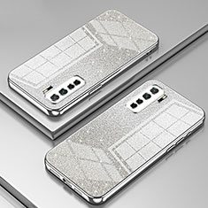 Custodia Silicone Trasparente Ultra Sottile Cover Morbida SY1 per Huawei Nova 7 SE 5G Argento