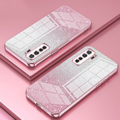Custodia Silicone Trasparente Ultra Sottile Cover Morbida SY1 per Huawei Nova 7 SE 5G Oro Rosa