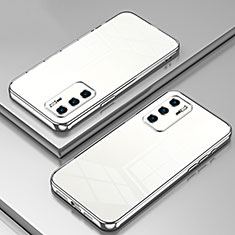 Custodia Silicone Trasparente Ultra Sottile Cover Morbida SY1 per Huawei P40 Argento
