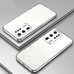 Custodia Silicone Trasparente Ultra Sottile Cover Morbida SY1 per Huawei P40 Pro+ Plus Argento