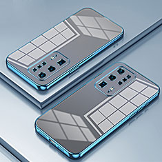 Custodia Silicone Trasparente Ultra Sottile Cover Morbida SY1 per Huawei P40 Pro+ Plus Blu