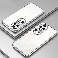 Custodia Silicone Trasparente Ultra Sottile Cover Morbida SY1 per Huawei P50 Pro Argento