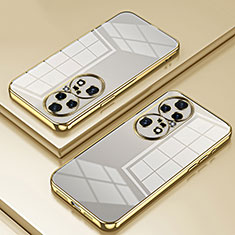Custodia Silicone Trasparente Ultra Sottile Cover Morbida SY1 per Huawei P50 Pro Oro