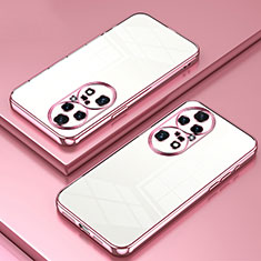 Custodia Silicone Trasparente Ultra Sottile Cover Morbida SY1 per Huawei P50 Pro Oro Rosa