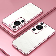 Custodia Silicone Trasparente Ultra Sottile Cover Morbida SY1 per Huawei P60 Oro Rosa