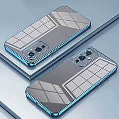 Custodia Silicone Trasparente Ultra Sottile Cover Morbida SY1 per OnePlus 9 5G Blu