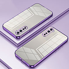 Custodia Silicone Trasparente Ultra Sottile Cover Morbida SY1 per OnePlus Nord Viola