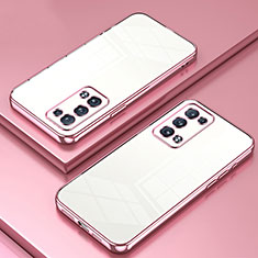 Custodia Silicone Trasparente Ultra Sottile Cover Morbida SY1 per Oppo Reno6 Pro+ Plus 5G Oro Rosa