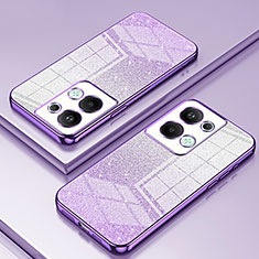 Custodia Silicone Trasparente Ultra Sottile Cover Morbida SY1 per Oppo Reno9 Pro+ Plus 5G Viola