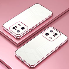 Custodia Silicone Trasparente Ultra Sottile Cover Morbida SY1 per Xiaomi Mi 13 Pro 5G Oro Rosa