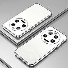 Custodia Silicone Trasparente Ultra Sottile Cover Morbida SY1 per Xiaomi Mi 13 Ultra 5G Argento