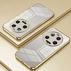 Custodia Silicone Trasparente Ultra Sottile Cover Morbida SY1 per Xiaomi Mi 13 Ultra 5G Oro