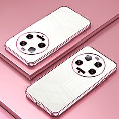 Custodia Silicone Trasparente Ultra Sottile Cover Morbida SY1 per Xiaomi Mi 13 Ultra 5G Oro Rosa