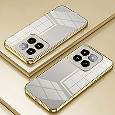 Custodia Silicone Trasparente Ultra Sottile Cover Morbida SY1 per Xiaomi Mi 14 5G Oro