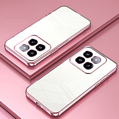 Custodia Silicone Trasparente Ultra Sottile Cover Morbida SY1 per Xiaomi Mi 14 5G Oro Rosa