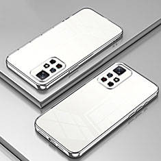 Custodia Silicone Trasparente Ultra Sottile Cover Morbida SY1 per Xiaomi Redmi Note 11 5G Argento
