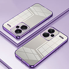 Custodia Silicone Trasparente Ultra Sottile Cover Morbida SY1 per Xiaomi Redmi Note 13 Pro+ Plus 5G Viola