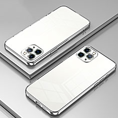 Custodia Silicone Trasparente Ultra Sottile Cover Morbida SY2 per Apple iPhone 11 Pro Max Argento