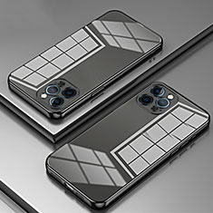 Custodia Silicone Trasparente Ultra Sottile Cover Morbida SY2 per Apple iPhone 12 Pro Max Nero
