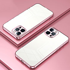 Custodia Silicone Trasparente Ultra Sottile Cover Morbida SY2 per Apple iPhone 12 Pro Max Oro Rosa
