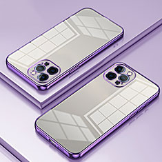 Custodia Silicone Trasparente Ultra Sottile Cover Morbida SY2 per Apple iPhone 12 Pro Max Viola