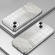 Custodia Silicone Trasparente Ultra Sottile Cover Morbida SY2 per Apple iPhone 14 Argento