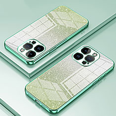 Custodia Silicone Trasparente Ultra Sottile Cover Morbida SY2 per Apple iPhone 14 Pro Verde