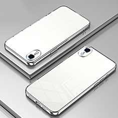 Custodia Silicone Trasparente Ultra Sottile Cover Morbida SY2 per Apple iPhone XR Argento