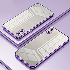 Custodia Silicone Trasparente Ultra Sottile Cover Morbida SY2 per Apple iPhone Xs Max Viola