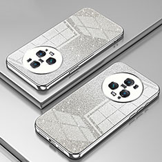 Custodia Silicone Trasparente Ultra Sottile Cover Morbida SY2 per Huawei Honor Magic5 Pro 5G Argento