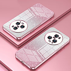 Custodia Silicone Trasparente Ultra Sottile Cover Morbida SY2 per Huawei Honor Magic5 Pro 5G Oro Rosa