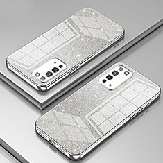 Custodia Silicone Trasparente Ultra Sottile Cover Morbida SY2 per Huawei Honor X10 5G Argento