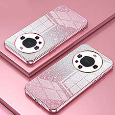 Custodia Silicone Trasparente Ultra Sottile Cover Morbida SY2 per Huawei Mate 60 Pro Oro Rosa