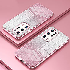 Custodia Silicone Trasparente Ultra Sottile Cover Morbida SY2 per Huawei P40 Pro+ Plus Oro Rosa