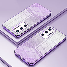 Custodia Silicone Trasparente Ultra Sottile Cover Morbida SY2 per Huawei P40 Pro Viola