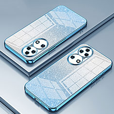 Custodia Silicone Trasparente Ultra Sottile Cover Morbida SY2 per Huawei P50 Blu