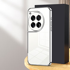 Custodia Silicone Trasparente Ultra Sottile Cover Morbida SY2 per OnePlus 12R 5G Argento