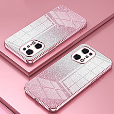 Custodia Silicone Trasparente Ultra Sottile Cover Morbida SY2 per Oppo Find X5 Pro 5G Oro Rosa