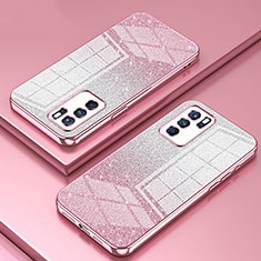 Custodia Silicone Trasparente Ultra Sottile Cover Morbida SY2 per Oppo Reno6 Pro 5G Oro Rosa