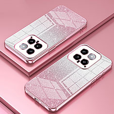 Custodia Silicone Trasparente Ultra Sottile Cover Morbida SY2 per Xiaomi Mi 14 5G Oro Rosa