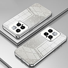 Custodia Silicone Trasparente Ultra Sottile Cover Morbida SY2 per Xiaomi Mi 14 Pro 5G Argento