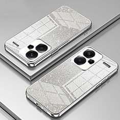Custodia Silicone Trasparente Ultra Sottile Cover Morbida SY2 per Xiaomi Redmi Note 13 Pro+ Plus 5G Argento